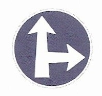 C 2d - Přikázaný směr jízdy přímo a vpravo