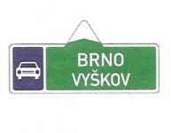IS 2b - Směrová tabule pro příjezd k silnici pro motorová vozidla (s dvěma cíli)